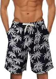 [Generic] Men's Board Shorts Swim Trunks - Summer Printed Loose Casual Pant With Tether Pocket - Beach Fashion No Mesh Liner
