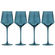 4PK Tempa Jaxon Geometric Shape Teal Wine/Alcohol Drink Glass/Glassware 9x24cm