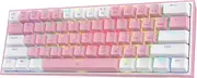 Redragon K617 Fizz 60% Wired RGB Gaming Keyboard, 61 Keys Hot-Swap Compact Mechanical Keyboard w/White and Pink Color Keycaps, Linear Red Switch, Pro Driver/Software Supported