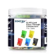 100-Pack RJ45 Cat6 Pass Through Connector Assorted Colors RJ45 Modular Plugs ...