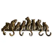 Cast Iron 8 Cats Tails Hanger with 6 Hooks in Bronze