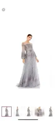 Mac Duggal Women’s Embellished Beaded Illusion Long Sleeve Gown In The Size 12