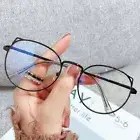 Metal Anti Blue Light Female PC Eyewear Oversized Flat Glasses Cat Eye Glasses