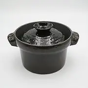 Tonami Shoten Rice Pot, Grilled Cedar with Lid, 1 Cup, Aluminum, Black American Glaze, Made in Japan