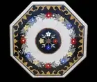 White Marble Dining Table Top Gemstone Inlay Work Living Room Table for Hotel