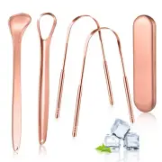 MORGLES Copper Tongue Scraper, 4Pcs Tongue Scraper with Case Medical Grade Tongu