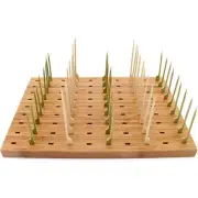 14"x9.8" Bamboo Paddle Skewers Holder Food Display Stand w/ 90 Holes