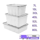 Large Storage Box Stackable Lid Organiser Heavy duty Plastic Tubs Containers Box