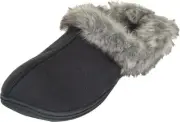 Dearfoams Ladies' Memory Foam Microfiber Suede Slipper-Black SIZE 10