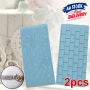 2pcs Mould Mold Embosser Fondant Wood Grain Cake Decoration Border Wall Brick