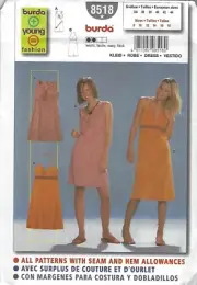 Burda 8518-Sewing Pattern -Dress - Misses Sizes 8-18-Uncut-Factory Folds