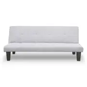 Sarantino Linen Sofa Bed Lounge Couch Futon Furniture Seat Adjustable Suite Wood 2 Seater Light Grey