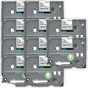 ExtraPrint 10 Pack Compatible TZe-221 TZ221 Laminated Label Tape Replacement for Brother P-Touch PT1090 PT1280DT PT1400 PT1830 PT2300 PTE550WVP PTD800W PTP300BT Black on White 9mm x 8m