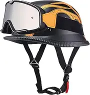 Motorcycle Half Helmet ABS Helmet Body with Adjustable Quick Release Buckle DOT/ECE Approved Cap Half Shell Helmet and Goggles Vintage Open Face Helmet