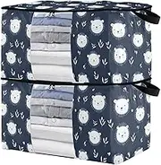 sanluoli 60L 2 Pack Under Bed Shoe Storage Organizer with Reinforced Handles, clear window Blanket Bags For Closet Storage