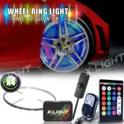 RGB LED Wheel Rim Lights 4 Rings Kit with Dual Wireless Remote Control 288 LEDs