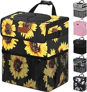 3 Gallons Car Trash Can with Lid, Car Bag Bin Hanging Waterproof Automotive Garbage Cans Leak Proof Vehicle Trash Can Sunflower