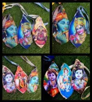 10" Printed Cotton Jholi Prayer Bag bal Gopal Lord Krishna Bake Bihari Iskon