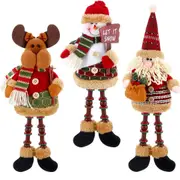 3PCS Christmas Sitting Santa Snowman Reindeer Christmas Long Legs Doll