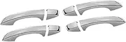 New Carbon Fiber Chrome Car Side Door Handle Cover Trim Sticker, for Seat, Arona 2017 2018 2019 2020 2021 Styling Accessories Car Door Handle Overlay(Black Silver 0 Button)