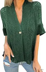 [Generic] Summer Breathable Cardigan for Women Front Open Loose Short Sleeves Cardigan