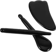 SOPOTUTU 3pcs Natural Obsidian Gua Massage Facial Care Includes Facial Roller Acupressure Pen and Scraping Tool for Skin Revitalization and Relaxation