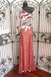 G2167 PARTY TIME 6532 RED SILVER $479 SZ 0 SEQUIN PROM HOMECOMING DRESS GOWN