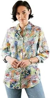 [SNO SKINS] Spring/Summer 2024 Collection Designer Print Charmeuse Button Blouse with Shaped Hemline