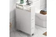DREAMO Removable Bathroom Side Cabinet Toilet Caddy with Storage Drawers- White