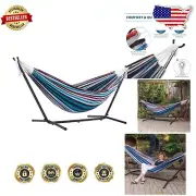 Convenient Double Hammock Set with Carry Bag & Steel Stand - Tool-Free Assembly