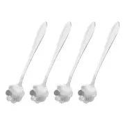 4Pcs 5" Stainless Steel Flower Spoons Coffee Spoons Small Teaspoon, Silver