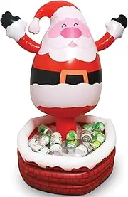 Upper Midland Products Inflatable Santa Cooler - Keeps Up to 72 Drinks Cold - 24" x 28" - Red and White - Inflatable Yard Decoration