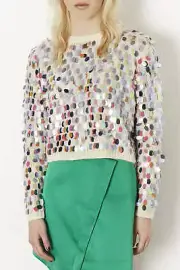 NWT TOPSHOP WHITE ILLUSION LIGHT 3D SEQUIN SWEATER,sz.XS/US2/UK6