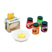 Miniature Toaster and Jams Bottle Model Set for 1/12 Dollhouses Kitchen