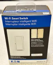 NEW Eaton WFSW15-C2-BX-LW Wi-Fi Smart Switch - White / Lt Almond / Ivory, 15A