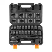 1/2 Drive Impact Socket Set, 23 Piece Socket Set SAE £¨7/16 -1£©& Metric £¨13-24