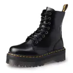 全新NG瑕疵品【25.5CM】DR.MARTENS 馬汀JADON 亮皮厚底8孔側拉鍊綁帶短筒靴 黑馬丁15265001