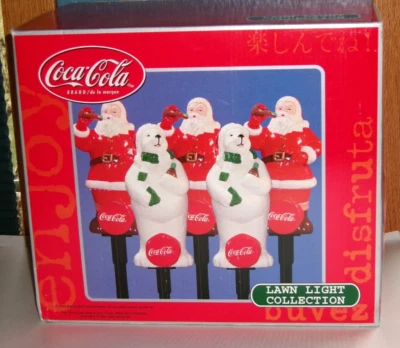 Coke Coca-Cola Christmas Lawn Light Collection, Santa Claus and Polar Bear