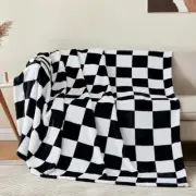 Checkered Throw Blanket Twin Size for Couch and Bed, Twin(60"x80") Black