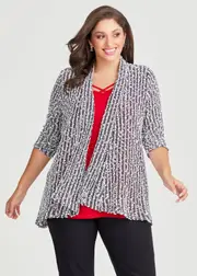 Plus Size Women's Popcorn Lurex Cardigan Size 12 in Black / White - Taking Shape