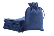 50pcs 9.0x12.0cm/3.6''x4.8'' Small Navy Drawstring and Lining Burlap/Hessian ...