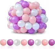100 Balls for Ball Pit- Crush Proof Pearl Colors BPA Free Non-Toxic Plastic Play Balls for Babies Kids Birthday Pool Tent Party（2.16in）