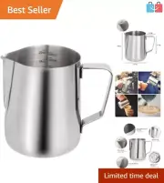 Durable 20oz Stainless Steel Milk Jug with Measuring Scale for Coffee Lovers