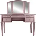 Unbranded Makeup Vanities 15" Modern Rose Gold Vanity Set Foldable Mirror Stool
