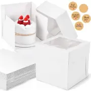 12Pcs 6x6x6 Inches Mini Cake Boxes White Square Bakery Boxes with Window Smal...