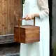 復古食盒 竹製食盒 藤編食盒 竹製雙層點心提盒大漆茶箱席面戶外提箱便攜多層食盒茶道配件收納『JJ2631』