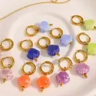 Colorful Shell Pendant Drop Dangle Earrings for Women Summer Beach Ear Huggies