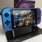 Two-Tone Glossy Blue Chameleon - Black Accents - Custom Nintendo Switch Lite