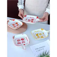 在飛比找ETMall東森購物網優惠-新款陶瓷創意盤子菜盤家用日式帶手柄水果烤盤烤箱微波爐專用盤子