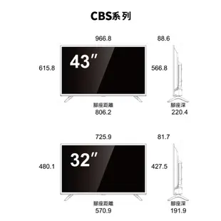 SAMPO聲寶 43吋FHD低藍光新轟天雷顯示器EM-43CBS200+視訊盒MT-200-含基本運送+安裝+回收舊機